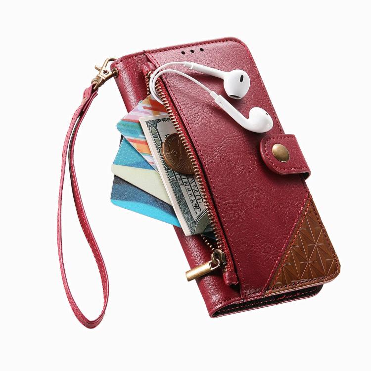 Portafoglio con cerniera e cinturino in ecopelle vegana, For iPhone 15 Pro Max, For iPhone 15 Pro, For iPhone 15 Plus, For iPhone 15