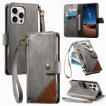 Portafoglio con cerniera e cinturino in ecopelle vegana, For iPhone 15 Pro Max, For iPhone 15 Pro, For iPhone 15 Plus, For iPhone 15