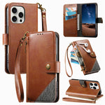 Portafoglio con cerniera e cinturino in ecopelle vegana, For iPhone 15 Pro Max, For iPhone 15 Pro, For iPhone 15 Plus, For iPhone 15