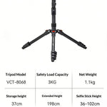 Supporto per telefono regolabile da 1,98 m YUNTENG VCT-8068 per streaming live, VCT-8068