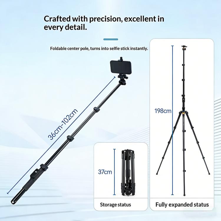 Supporto per telefono regolabile da 1,98 m YUNTENG VCT-8068 per streaming live, VCT-8068