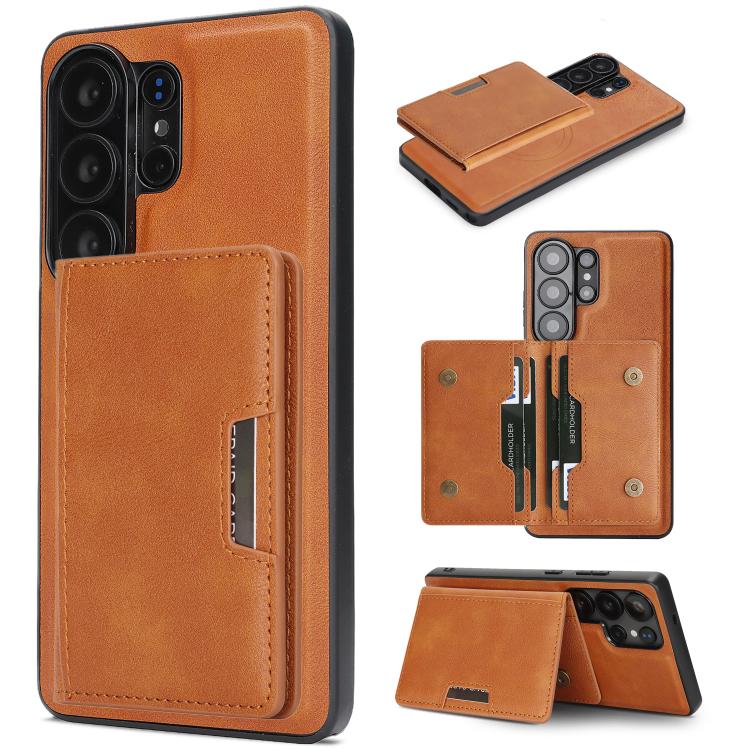 Custodia per telefono in pelle Kalebol Strong MagSafe con porta carte magnetico a due ante e chiusura a strappo., For Galaxy S26+ 5G, For Galaxy S26 Ultra 5G, For Galaxy S26 5G, For Galaxy S25 5G