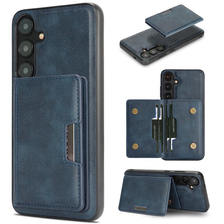 Custodia per telefono in pelle Kalebol Strong MagSafe con porta carte magnetico a due ante e chiusura a strappo., For Galaxy S25+ 5G, For Galaxy S25 Ultra 5G, For Galaxy S24 Ultra 5G, For Galaxy S24+ 5G