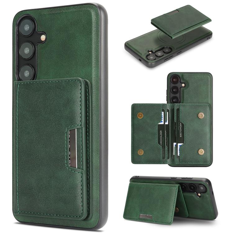 Custodia per telefono in pelle Kalebol Strong MagSafe con porta carte magnetico a due ante e chiusura a strappo., For Galaxy S25+ 5G, For Galaxy S25 Ultra 5G, For Galaxy S24 Ultra 5G, For Galaxy S24+ 5G
