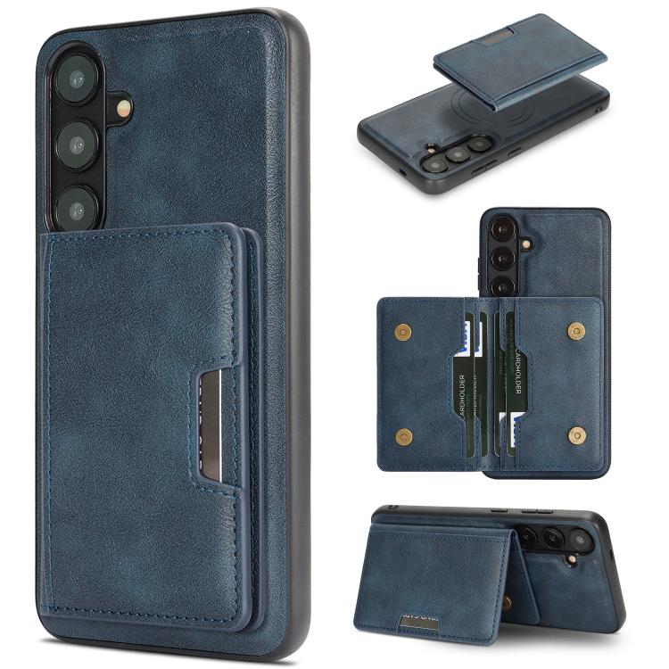 Custodia per telefono in pelle Kalebol Strong MagSafe con porta carte magnetico a due ante e chiusura a strappo., For Galaxy S26+ 5G, For Galaxy S26 Ultra 5G, For Galaxy S26 5G, For Galaxy S25 5G
