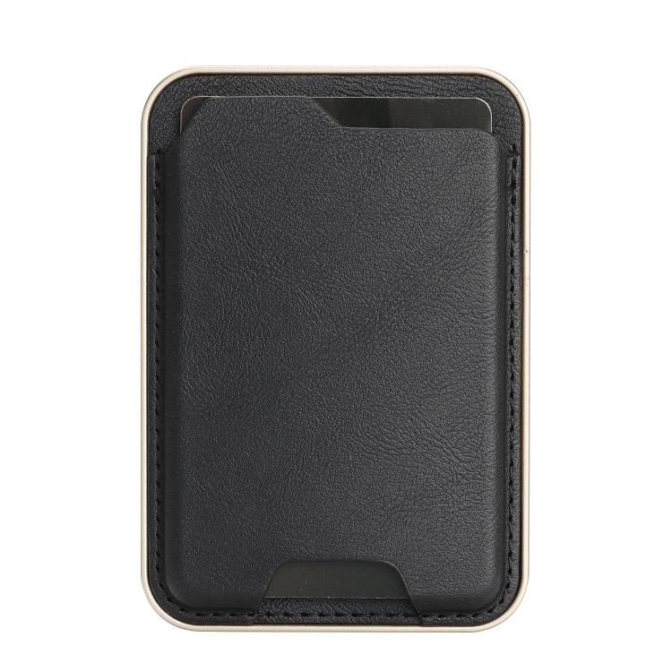 Portafoglio ultra sottile in ecopelle con chiusura magnetica e bordi dorati.