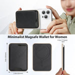 Portafoglio ultra sottile in ecopelle con chiusura magnetica e bordi dorati.
