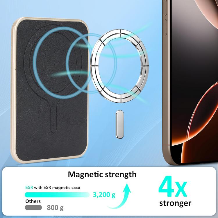 Portafoglio ultra sottile in ecopelle con chiusura magnetica e bordi dorati.
