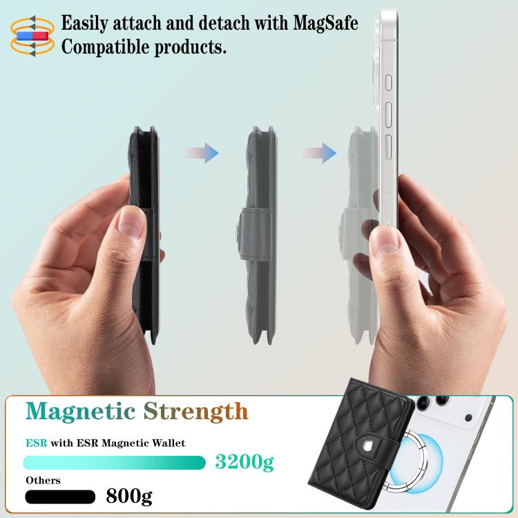 Portacarte magnetico in ecopelle con motivo a rombi