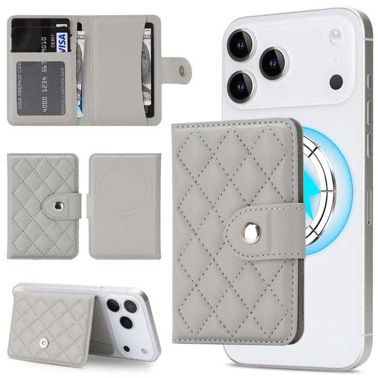 Portacarte magnetico in ecopelle con motivo a rombi