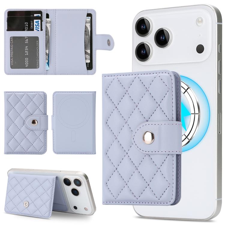 Portacarte magnetico in ecopelle con motivo a rombi