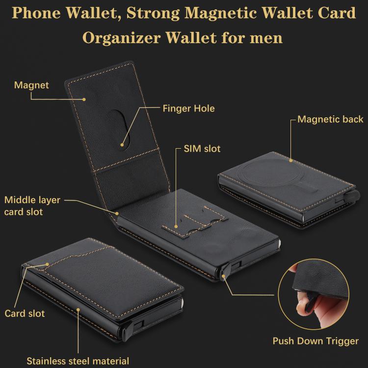 Anello magnetico in lega, porta carte in ecopelle