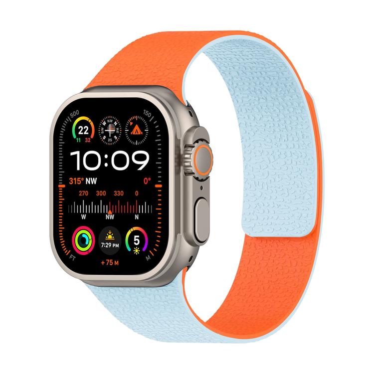 Cinturino magnetico in silicone con texture litchi a blocchi di colore., For Apple Watch 46mm / 49mm / 45mm / 44mm, For Apple Watch 42mm / 41mm / 40mm / 38mm