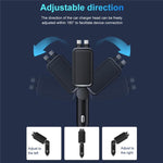 C88 con doppio cavo retrattile, Bluetooth 5.3, caricatore da auto USB e adattatore per accendisigari., C88