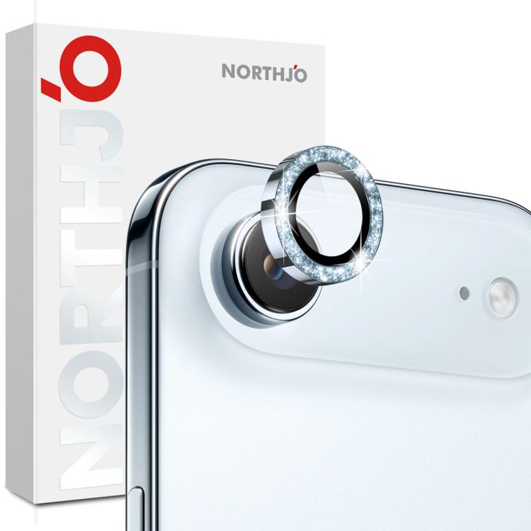 NORTHJO 1 Set Pellicola protettiva per obiettivo fotografico con anello in metallo glitterato, For iPhone Air