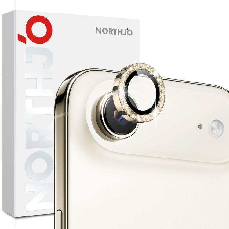 NORTHJO 1 Set Pellicola protettiva per obiettivo fotografico con anello in metallo glitterato, For iPhone Air