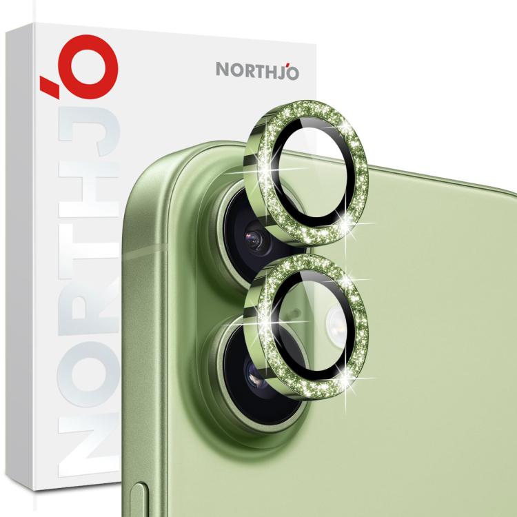 NORTHJO 1 Set Pellicola protettiva per obiettivo fotografico con anello in metallo glitterato, For iPhone 17