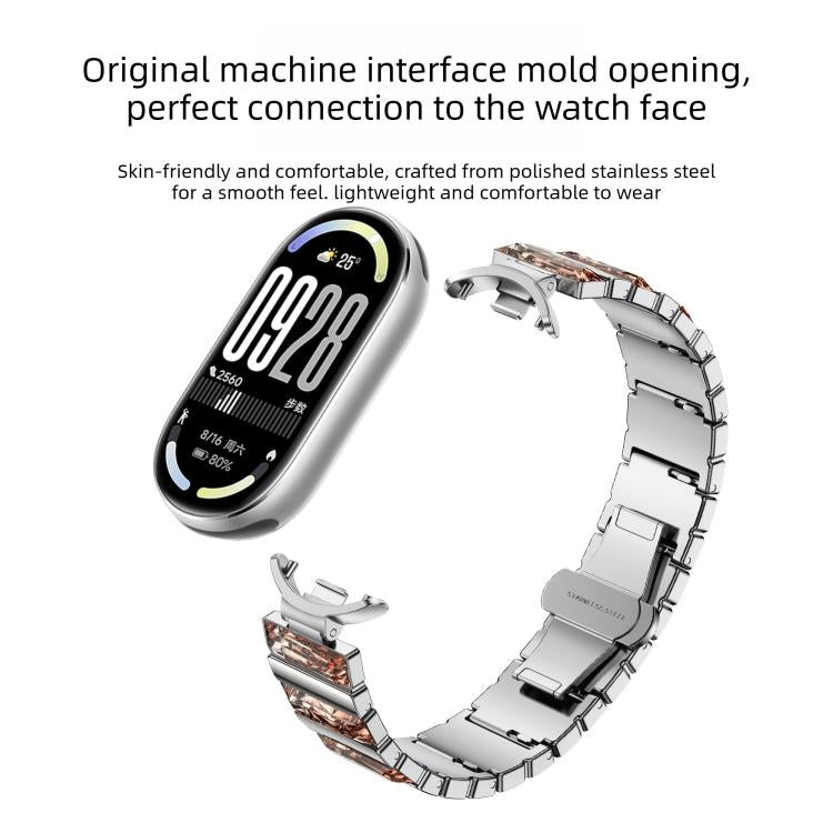 Cinturino per orologio in acciaio inossidabile con diamanti, For Xiaomi Smart Band 10 / 9 / 8