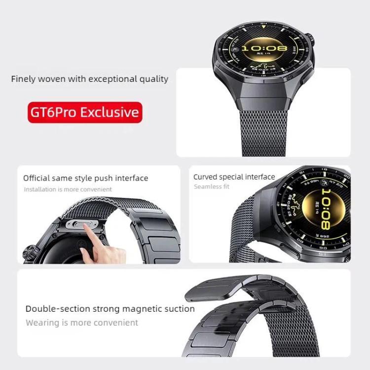 Pulsante di interfaccia senza soluzione di continuità Cinturino magnetico in acciaio inossidabile a forma di I, For Huawei Watch GT 6 Pro
