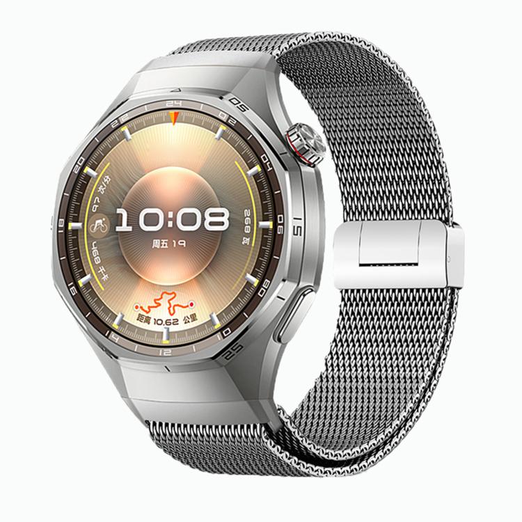 Pulsante di pressione Interfaccia senza soluzione di continuità Fibbia magnetica Milan Cinturino in lega di titanio, For Huawei Watch GT 6 Pro