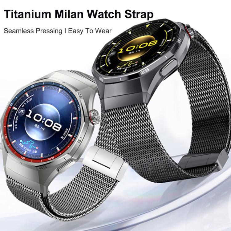 Pulsante di pressione Interfaccia senza soluzione di continuità Fibbia magnetica Milan Cinturino in lega di titanio, For Huawei Watch GT 6 Pro