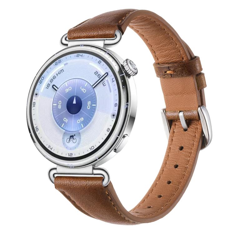 Cinturino per orologio in vera pelle con fibbia sottile in argento e trattamento a cera., 18mm