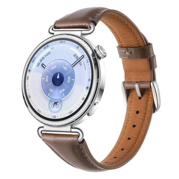 Cinturino per orologio in vera pelle con fibbia sottile in argento e trattamento a cera., 18mm