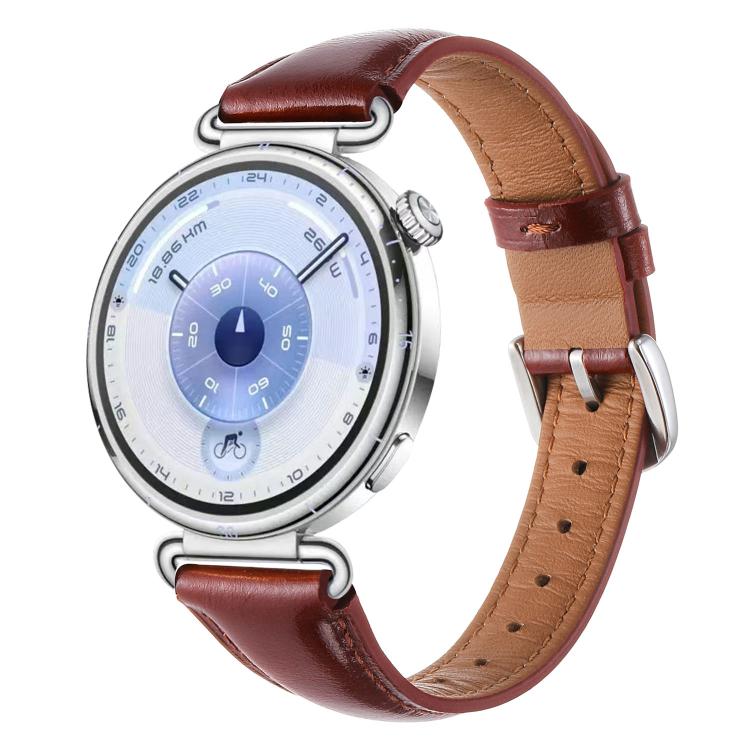Cinturino per orologio in vera pelle con fibbia sottile in argento e trattamento a cera., 18mm