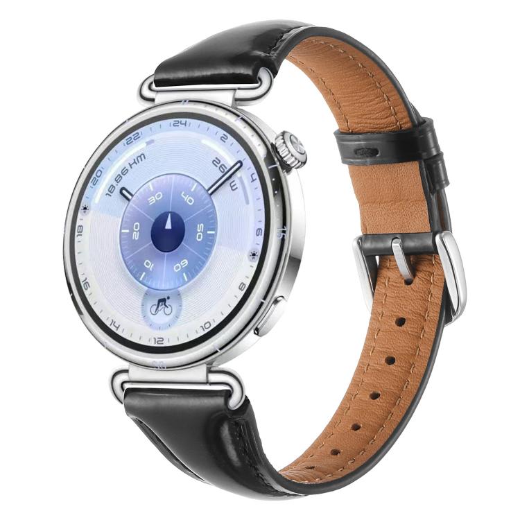 Cinturino per orologio in vera pelle con fibbia sottile in argento e trattamento a cera., 18mm