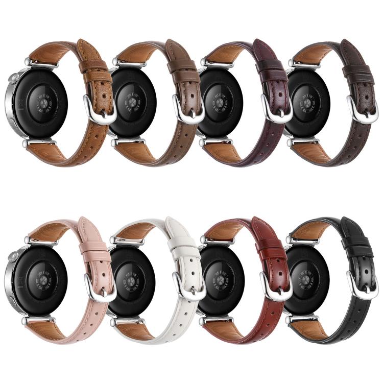 Cinturino per orologio in vera pelle con fibbia sottile in argento e trattamento a cera., 18mm