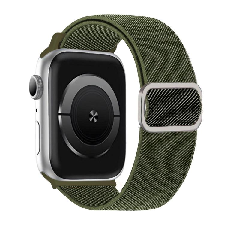 Cinturino elastico in nylon con fibbia ad anello a D e strisce diagonali per orologio., For Apple Watch 46mm / 49mm / 45mm / 44mm, For Apple Watch 42mm / 41mm / 40mm / 38mm