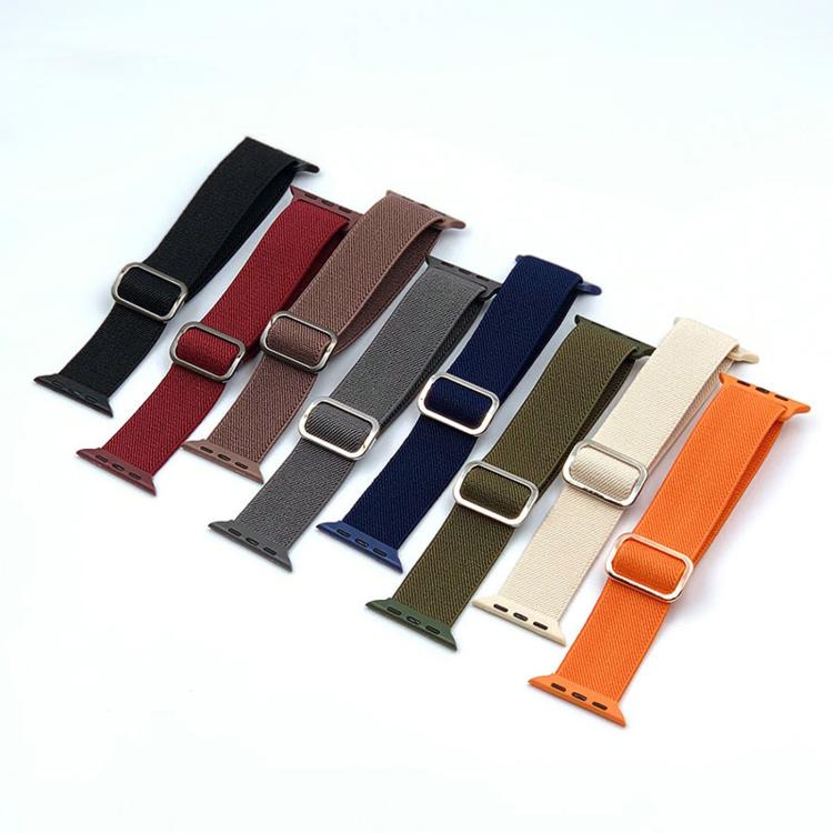 Cinturino elastico in nylon con fibbia ad anello a D e strisce diagonali per orologio., For Apple Watch 46mm / 49mm / 45mm / 44mm, For Apple Watch 42mm / 41mm / 40mm / 38mm
