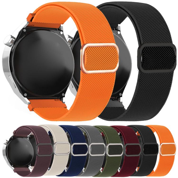 Cinturino elastico in nylon con fibbia ad anello a D e strisce diagonali per orologio., 22mm, 20mm