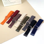 Cinturino elastico in nylon con fibbia ad anello a D e strisce diagonali per orologio., 22mm, 20mm