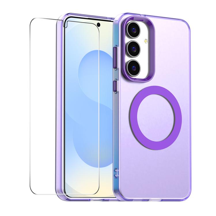 Custodia per telefono ENKAY Hat-Prince MagSafe Candy Color con pellicola in vetro al silicio e alluminio ad alta resistenza da 0,18 mm, For Samsung Galaxy S25 / S24 5G, For Samsung Galaxy S25+ / S24+ 5G, For Samsung Galaxy S25 Ultra 5G