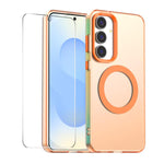Custodia per telefono ENKAY Hat-Prince MagSafe Candy Color con pellicola in vetro al silicio e alluminio ad alta resistenza da 0,18 mm, For Samsung Galaxy S25 / S24 5G, For Samsung Galaxy S25+ / S24+ 5G, For Samsung Galaxy S25 Ultra 5G
