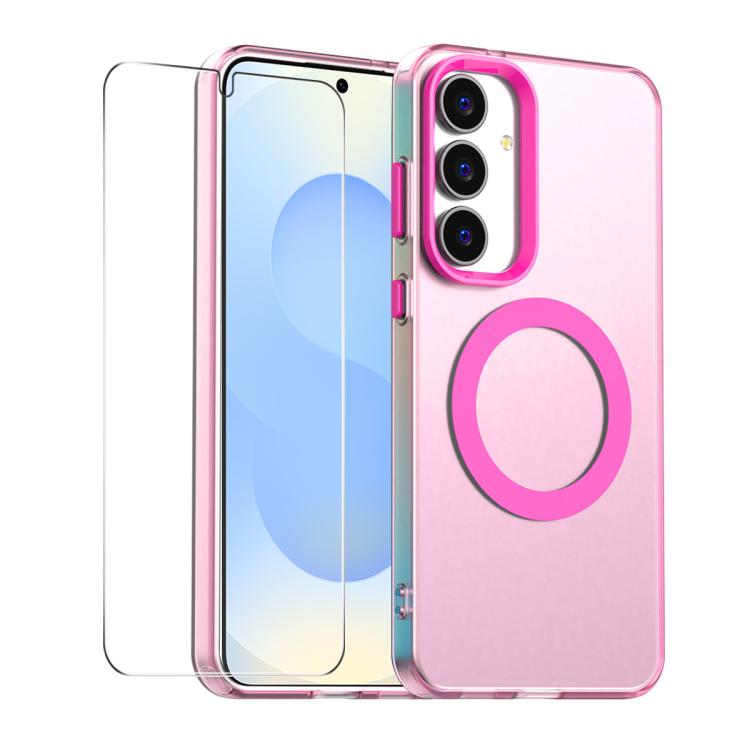 Custodia per telefono ENKAY Hat-Prince MagSafe Candy Color con pellicola in vetro al silicio e alluminio ad alta resistenza da 0,18 mm, For Samsung Galaxy S25 / S24 5G, For Samsung Galaxy S25+ / S24+ 5G, For Samsung Galaxy S25 Ultra 5G