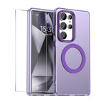 Custodia per telefono ENKAY Hat-Prince MagSafe Candy Color con pellicola in vetro al silicio e alluminio ad alta resistenza da 0,18 mm, For Samsung Galaxy S25 / S24 5G, For Samsung Galaxy S25+ / S24+ 5G, For Samsung Galaxy S25 Ultra 5G