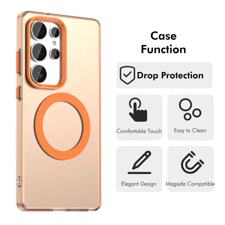 Custodia per telefono ENKAY Hat-Prince MagSafe Candy Color con pellicola in vetro al silicio e alluminio ad alta resistenza da 0,18 mm, For Samsung Galaxy S24 Ultra 5G