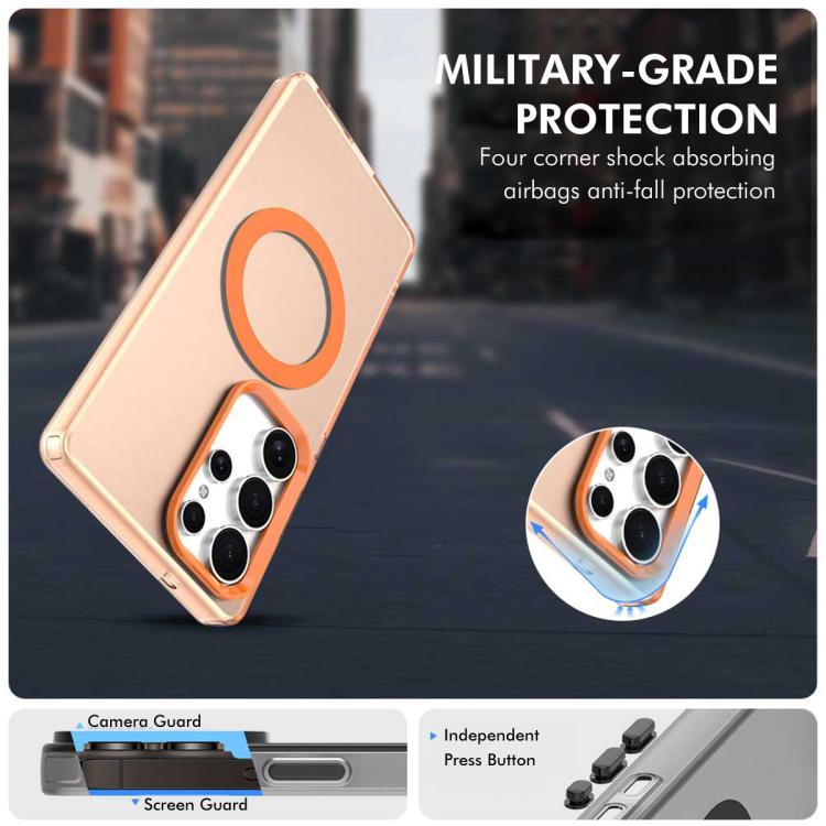 Custodia per telefono ENKAY Hat-Prince MagSafe Candy Color con pellicola in vetro al silicio e alluminio ad alta resistenza da 0,18 mm, For Samsung Galaxy S24 Ultra 5G