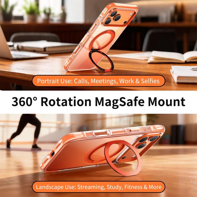 Custodia per telefono in acrilico trasparente con airbag sigillato sottovuoto e supporto magnetico girevole., For iPhone 17 Pro Max, For iPhone 17 Pro, For iPhone 17