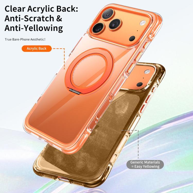 Custodia per telefono in acrilico trasparente con airbag sigillato sottovuoto e supporto magnetico girevole., For iPhone 17 Pro Max, For iPhone 17 Pro, For iPhone 17