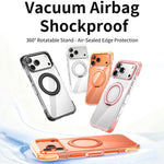 Custodia per telefono in acrilico trasparente con airbag sigillato sottovuoto e supporto magnetico girevole., For iPhone 16 Pro Max, For iPhone 16 Pro, For iPhone 16, For iPhone 15 Pro Max, For iPhone 15 Pro, For iPhone 15