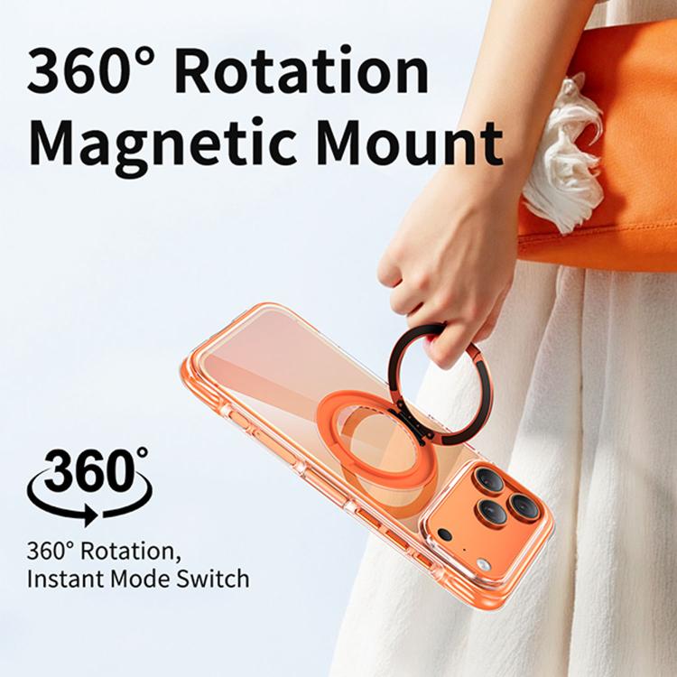 Custodia per telefono in acrilico trasparente con airbag sigillato sottovuoto e supporto magnetico girevole., For iPhone 16 Pro Max, For iPhone 16 Pro, For iPhone 16, For iPhone 15 Pro Max, For iPhone 15 Pro, For iPhone 15