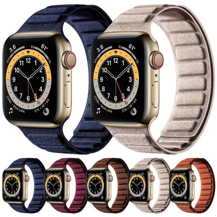 Cinturino per orologio quadrato in pelle scamosciata con chiusura magnetica., For Apple Watch 46mm / 49mm / 45mm / 44mm, For Apple Watch 42mm / 41mm / 40mm / 38mm
