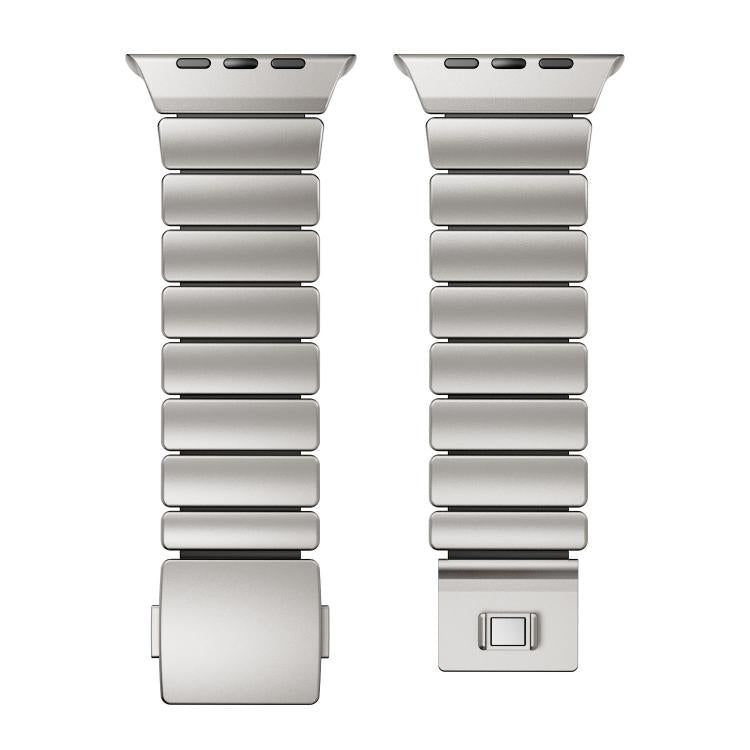 Cinturino per orologio in acciaio inossidabile con fibbia magnetica e perlina singola in silicone., For Apple Watch 46mm / 49mm / 45mm / 44mm