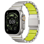 Cinturino per orologio in acciaio inossidabile con fibbia magnetica e perlina singola in silicone., For Apple Watch 46mm / 49mm / 45mm / 44mm