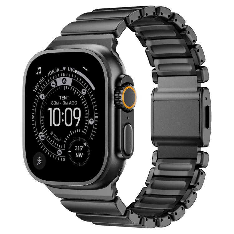 Cinturino per orologio in acciaio inossidabile con fibbia magnetica e perlina singola in silicone., For Apple Watch 46mm / 49mm / 45mm / 44mm