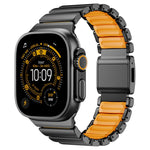 Cinturino per orologio in acciaio inossidabile con fibbia magnetica e perlina singola in silicone., For Apple Watch 46mm / 49mm / 45mm / 44mm