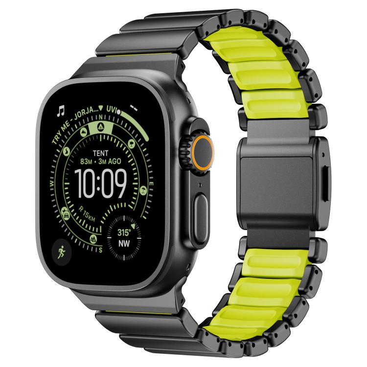 Cinturino per orologio in acciaio inossidabile con fibbia magnetica e perlina singola in silicone., For Apple Watch 46mm / 49mm / 45mm / 44mm